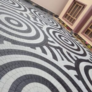 Round pattern cobblestones walkway paving in Kenya