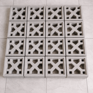 X-pattern 3D concrete vent blocks for perimeter walls and facade design in Kenya