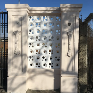 200mm x 200mm x 60mm decorative concrete vent blocks installed on a perimeter wall in Kenya