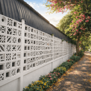 Decorative breeze blocks wall design for boundary wall ventilation in Kenya