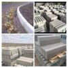 Precast concrete road kerbs used for road construction, parking areas and drainage control.