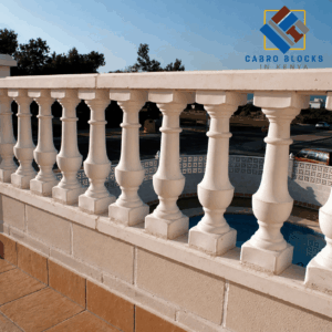 Concrete balustrades for balconies, staircases, terraces and homes in Kenya by Cabro Blocks.