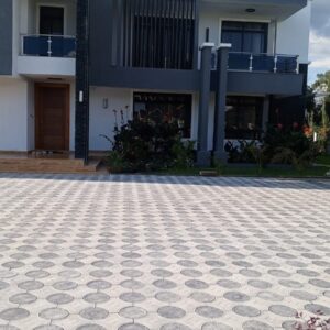 Cross Plus Round 60mm cabro blocks installed on a luxury residential driveway in Kenya.