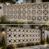 Decorative flower and star vent blocks installed on a modern facade wall in Kenya