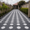 3D Hexagon black grey cabro blocks for modern driveways in Kenya.