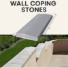 Grey precast concrete wall copings installed on a modern Kenyan residential perimeter wall with a cabro-paved driveway.